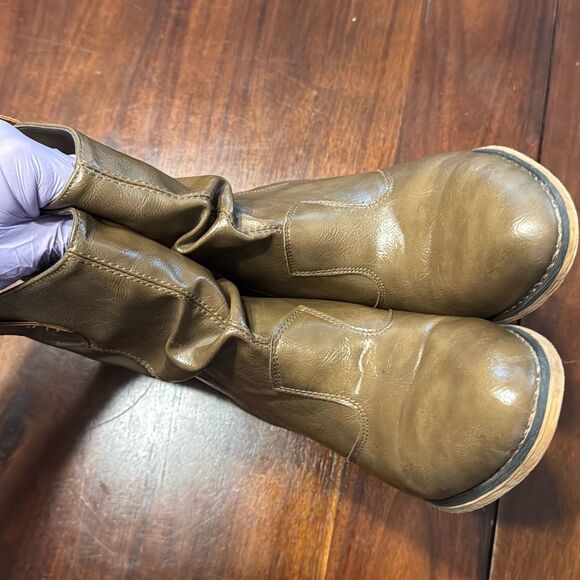 Charles Albert Light Brown Faux Leather Heeled Slouch Boots Women’s US 9 M - Picture 5 of 7